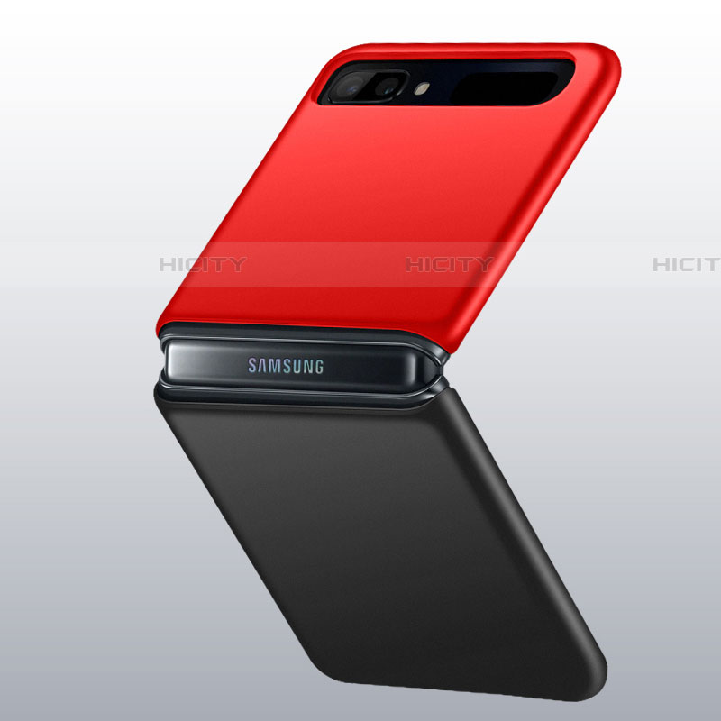 Handyhülle Hülle Hartschalen Kunststoff Schutzhülle Tasche Matt M01 für Samsung Galaxy Z Flip 5G Rot und Schwarz Plus