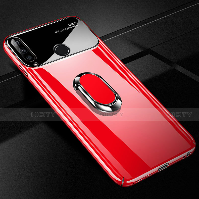 Handyhülle Hülle Hartschalen Kunststoff Schutzhülle Tasche Matt mit Magnetisch Fingerring Ständer A01 für Huawei Enjoy 10 Plus Rot