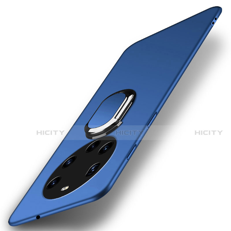 Handyhülle Hülle Hartschalen Kunststoff Schutzhülle Tasche Matt mit Magnetisch Fingerring Ständer A01 für Huawei Mate 40 Pro+ Plus Blau