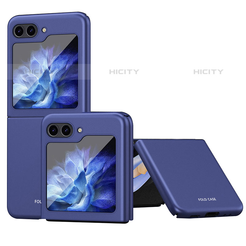 Handyhülle Hülle Hartschalen Kunststoff Schutzhülle Tasche Matt mit Magnetisch Fingerring Ständer AN1 für Samsung Galaxy Z Flip5 5G Blau