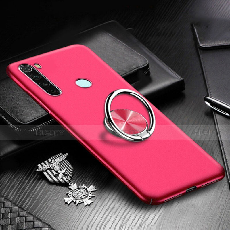 Handyhülle Hülle Hartschalen Kunststoff Schutzhülle Tasche Matt mit Magnetisch Fingerring Ständer P01 für Xiaomi Redmi Note 8T groß