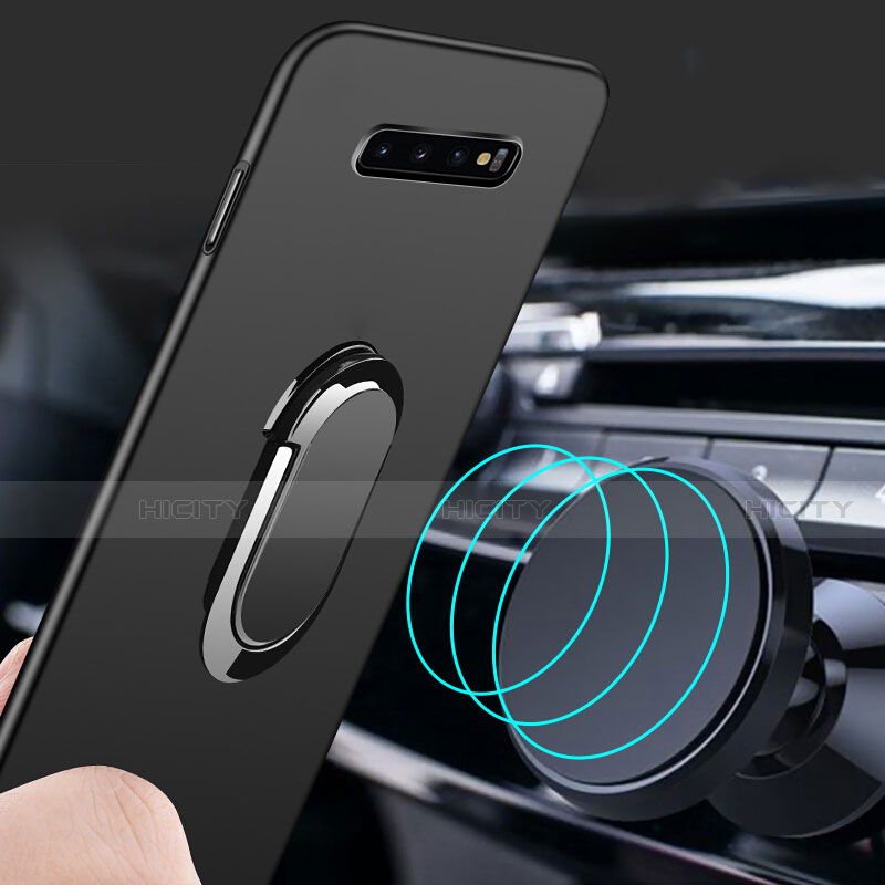 Handyhülle Hülle Hartschalen Kunststoff Schutzhülle Tasche Matt mit Magnetisch Fingerring Ständer P02 für Samsung Galaxy S10 groß