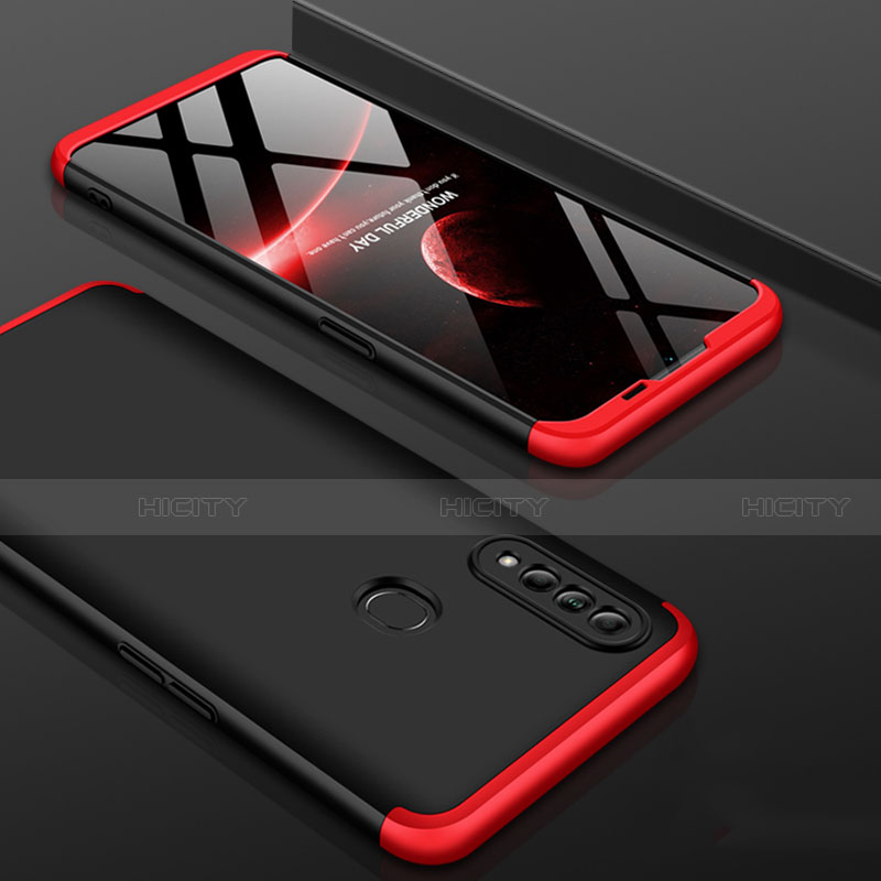 Handyhülle Hülle Hartschalen Kunststoff Schutzhülle Tasche Matt Vorder und Rückseite 360 Grad Ganzkörper für Oppo A8 Rot und Schwarz