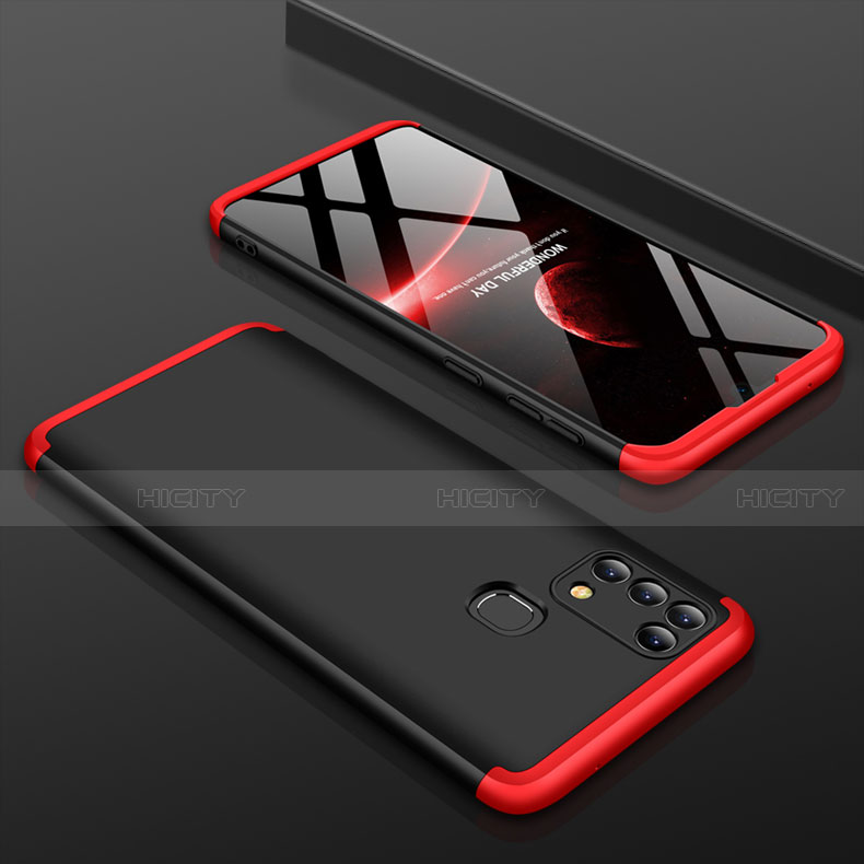 Handyhülle Hülle Hartschalen Kunststoff Schutzhülle Tasche Matt Vorder und Rückseite 360 Grad Ganzkörper für Samsung Galaxy M31 Rot und Schwarz Plus