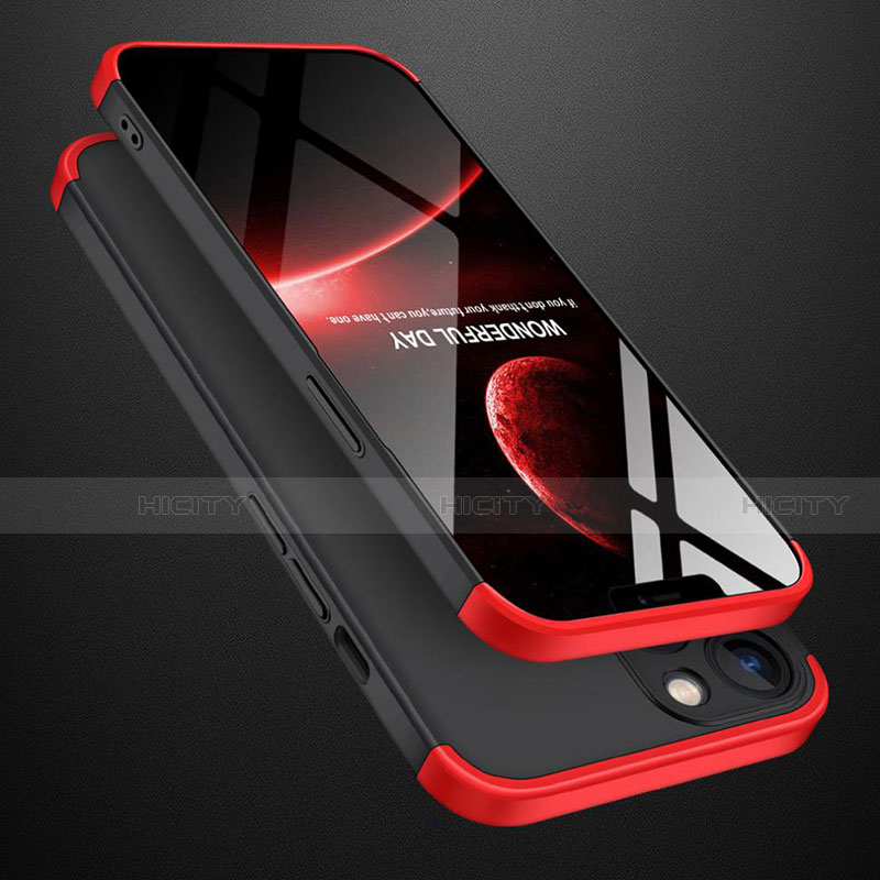 Handyhülle Hülle Hartschalen Kunststoff Schutzhülle Tasche Matt Vorder und Rückseite 360 Grad Ganzkörper M01 für Apple iPhone 13 Mini Rot und Schwarz Plus