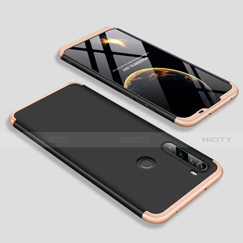 Handyhülle Hülle Hartschalen Kunststoff Schutzhülle Tasche Matt Vorder und Rückseite 360 Grad Ganzkörper M01 für Xiaomi Redmi Note 8T Gold und Schwarz Plus