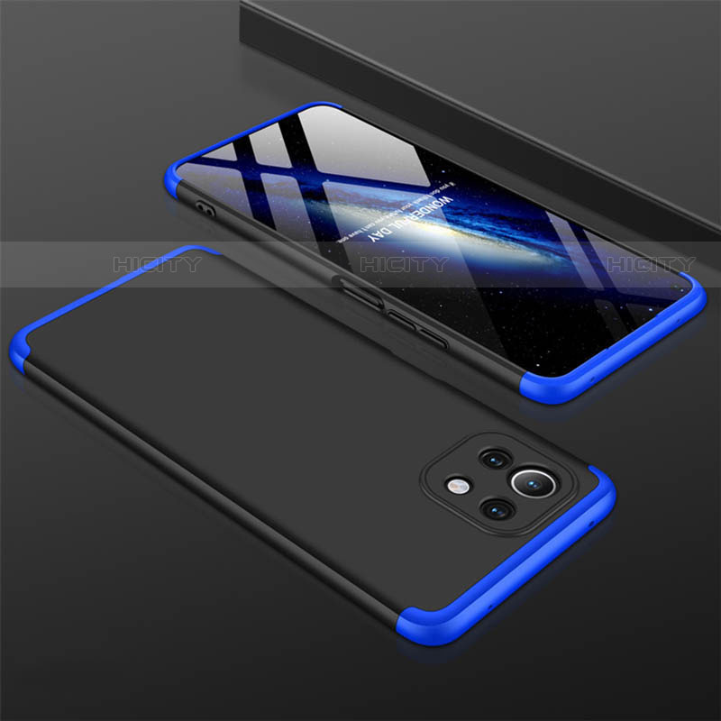 Handyhülle Hülle Hartschalen Kunststoff Schutzhülle Tasche Matt Vorder und Rückseite 360 Grad Ganzkörper P01 für Xiaomi Mi 11 5G Blau und Schwarz
