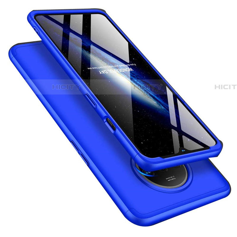 Handyhülle Hülle Hartschalen Kunststoff Schutzhülle Tasche Matt Vorder und Rückseite 360 Grad Ganzkörper P02 für OnePlus 7T Blau