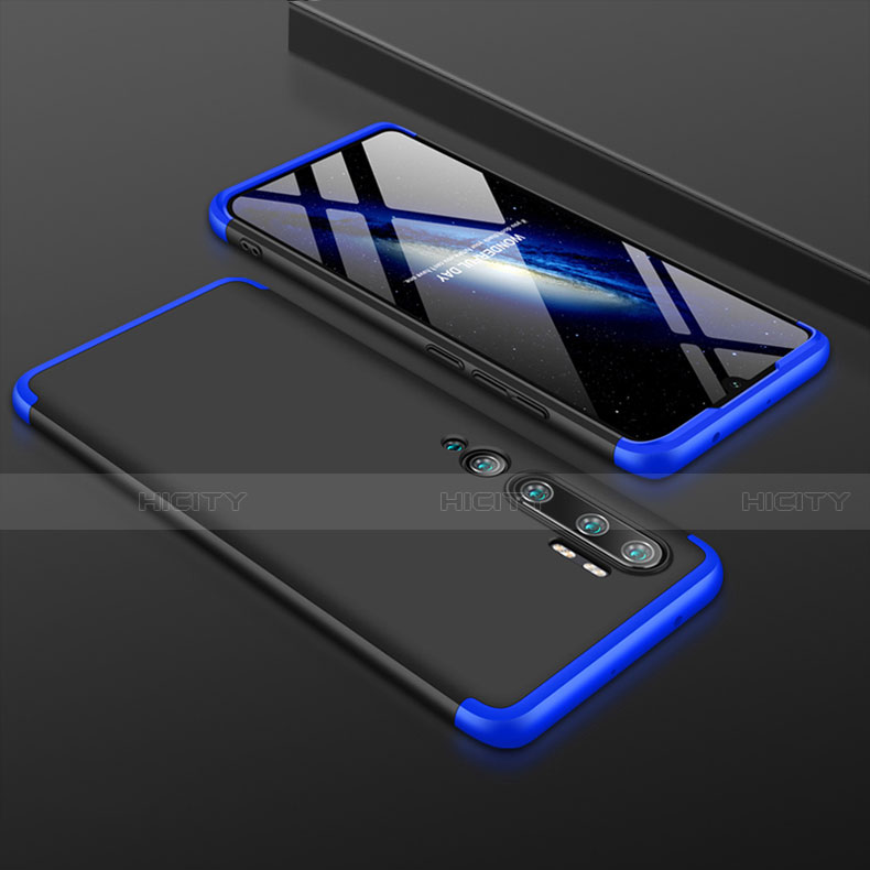 Handyhülle Hülle Hartschalen Kunststoff Schutzhülle Tasche Matt Vorder und Rückseite 360 Grad Ganzkörper R01 für Xiaomi Mi Note 10 Blau und Schwarz