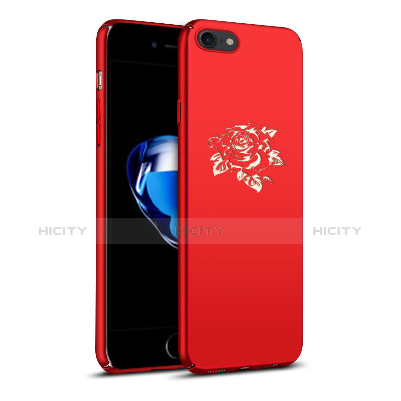 Handyhülle Hülle Kunststoff Schutzhülle Blumen für Apple iPhone 7 Rot