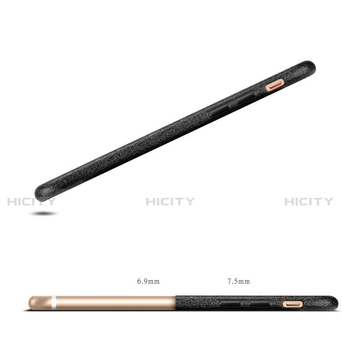 Handyhülle Hülle Kunststoff Schutzhülle Leder für Apple iPhone 6 Plus Schwarz groß