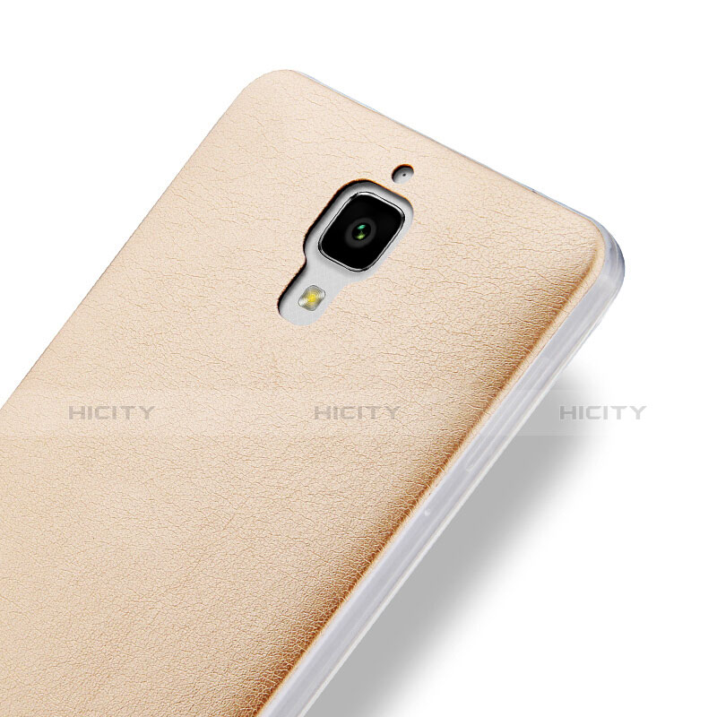 Handyhülle Hülle Kunststoff Schutzhülle Leder für Xiaomi Mi 4 LTE Gold groß