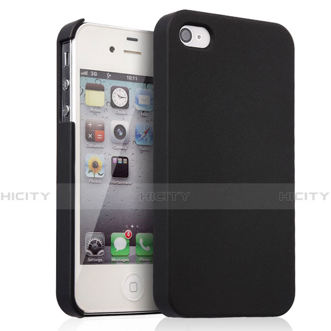 Handyhülle Hülle Kunststoff Schutzhülle Matt für Apple iPhone 4 Schwarz Plus