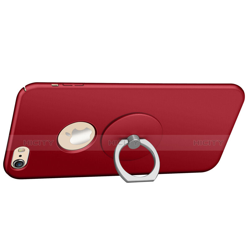 Handyhülle Hülle Kunststoff Schutzhülle Matt Loch mit Fingerring Ständer für Apple iPhone 6S Plus Rot