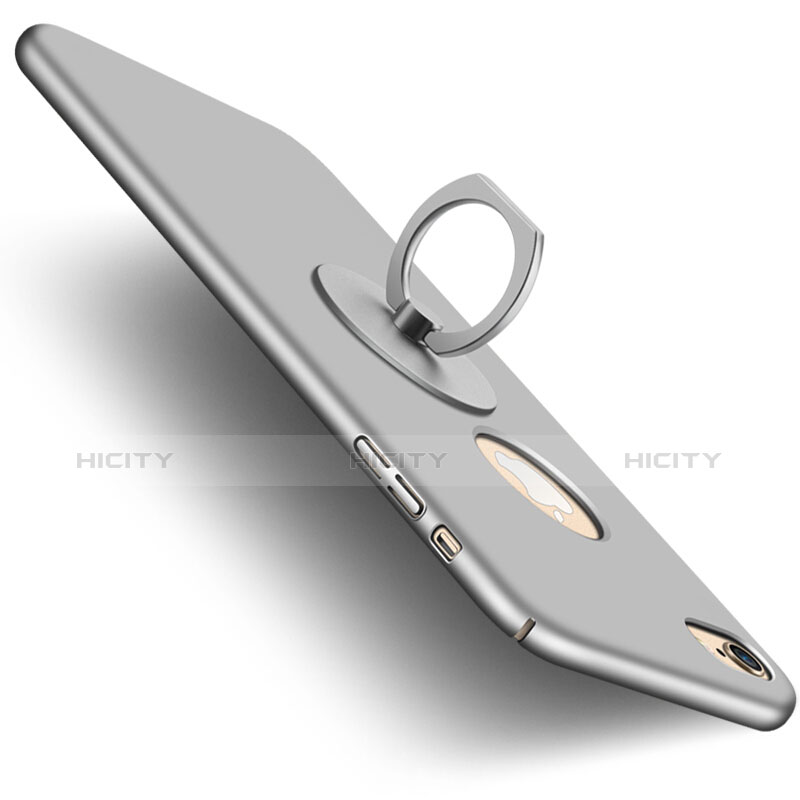 Handyhülle Hülle Kunststoff Schutzhülle Matt Loch mit Fingerring Ständer für Apple iPhone 6S Plus Silber Plus