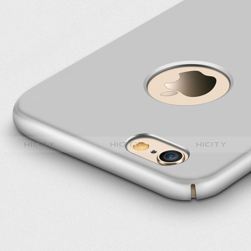 Handyhülle Hülle Kunststoff Schutzhülle Matt Loch mit Fingerring Ständer für Apple iPhone 6S Plus Silber groß