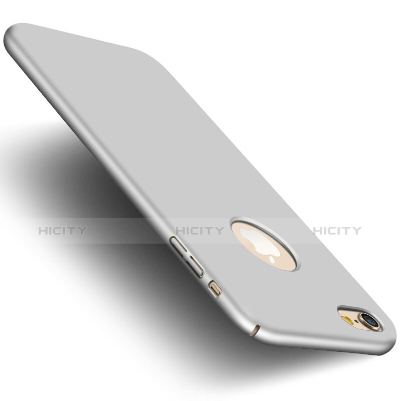 Handyhülle Hülle Kunststoff Schutzhülle Matt Loch mit Fingerring Ständer für Apple iPhone 6S Plus Silber groß