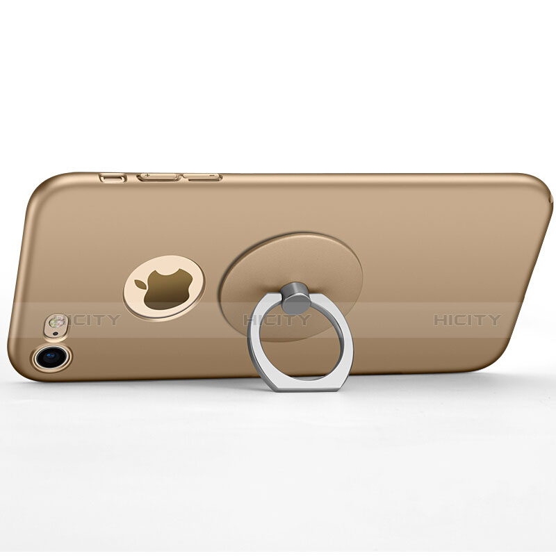 Handyhülle Hülle Kunststoff Schutzhülle Matt Loch mit Fingerring Ständer für Apple iPhone 8 Gold Plus