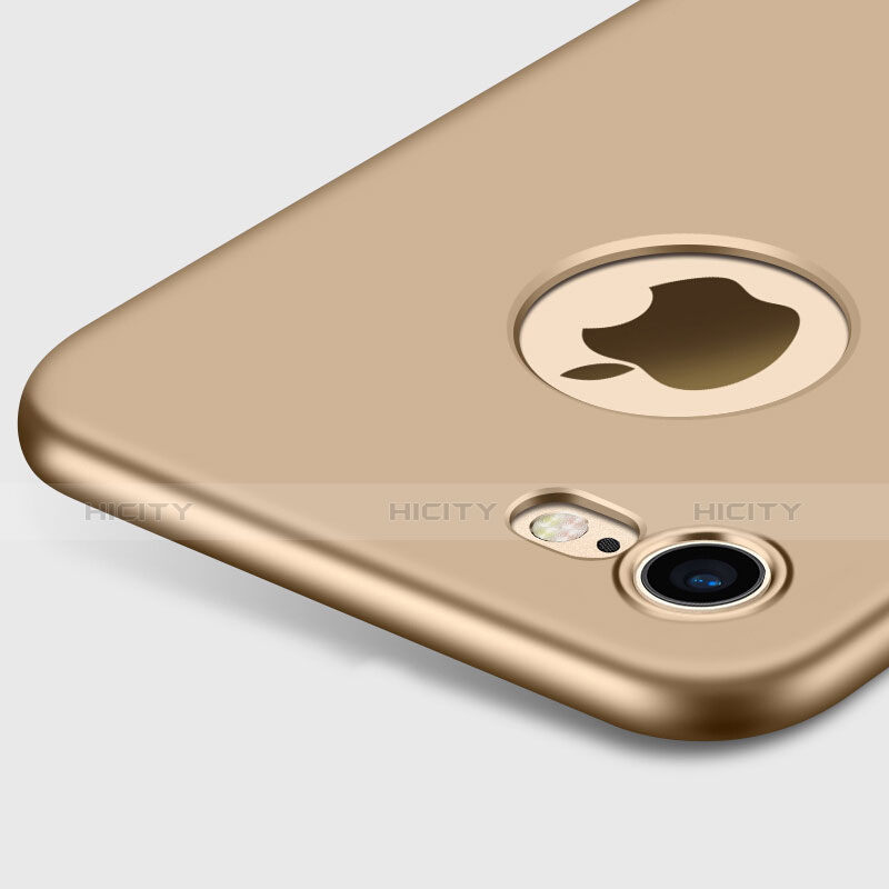 Handyhülle Hülle Kunststoff Schutzhülle Matt Loch mit Fingerring Ständer für Apple iPhone 8 Gold groß