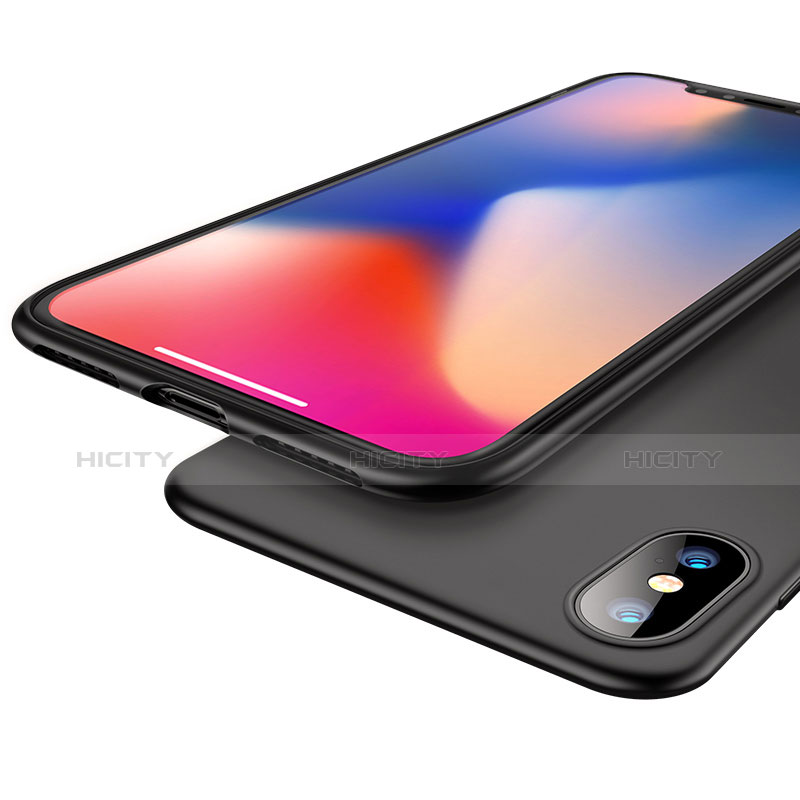 Handyhülle Hülle Kunststoff Schutzhülle Matt M01 für Apple iPhone Xs Max Schwarz groß