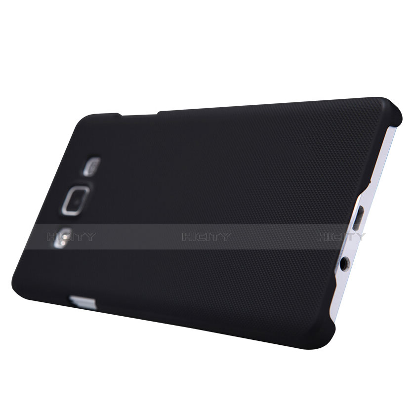 Handyhülle Hülle Kunststoff Schutzhülle Matt M02 für Samsung Galaxy A7 Duos SM-A700F A700FD Schwarz groß