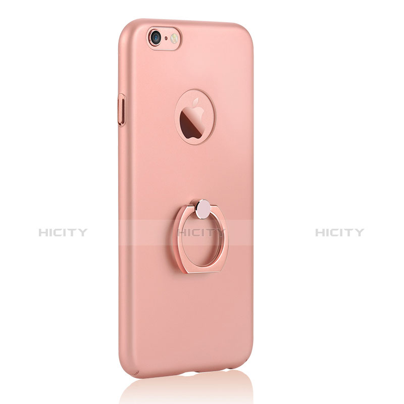 Handyhülle Hülle Kunststoff Schutzhülle Matt mit Fingerring Ständer A02 für Apple iPhone 6 Rosa groß
