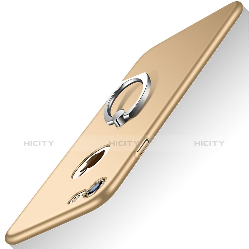 Handyhülle Hülle Kunststoff Schutzhülle Matt mit Fingerring Ständer A02 für Apple iPhone 8 Gold Plus