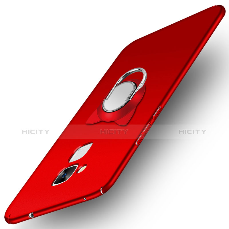 Handyhülle Hülle Kunststoff Schutzhülle Matt mit Fingerring Ständer A02 für Huawei Honor 7 Lite Rot