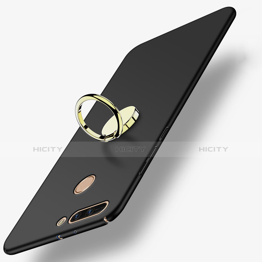Handyhülle Hülle Kunststoff Schutzhülle Matt mit Fingerring Ständer A02 für Huawei Honor 8 Pro Schwarz Plus