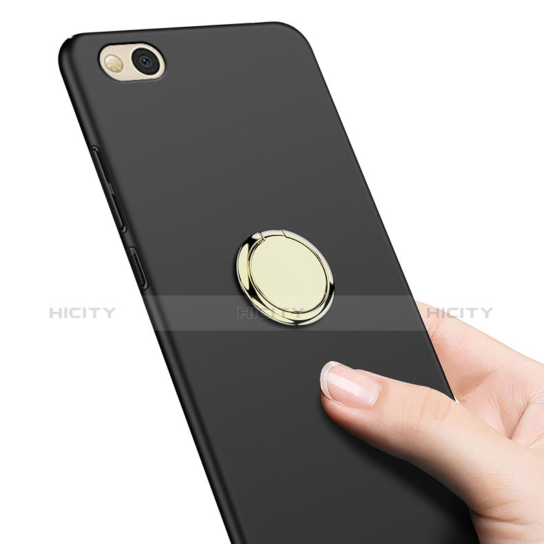 Handyhülle Hülle Kunststoff Schutzhülle Matt mit Fingerring Ständer A02 für Xiaomi Mi 5C Schwarz