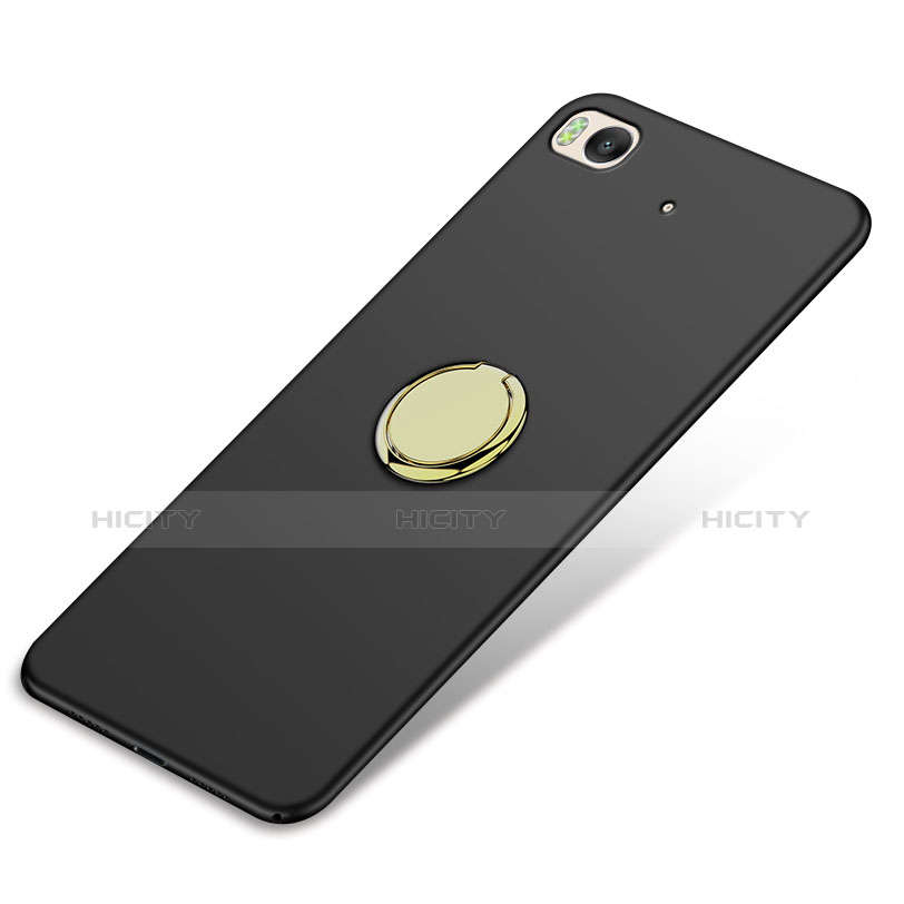 Handyhülle Hülle Kunststoff Schutzhülle Matt mit Fingerring Ständer A02 für Xiaomi Mi 5S 4G Schwarz