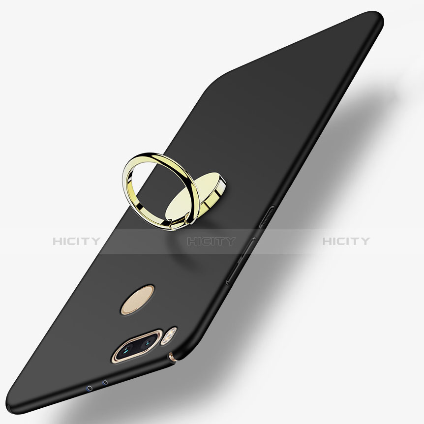 Handyhülle Hülle Kunststoff Schutzhülle Matt mit Fingerring Ständer A02 für Xiaomi Mi A1 Schwarz Plus