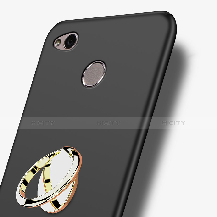 Handyhülle Hülle Kunststoff Schutzhülle Matt mit Fingerring Ständer A02 für Xiaomi Redmi 3 High Edition Schwarz