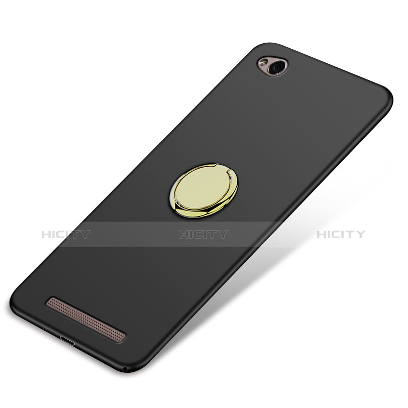 Handyhülle Hülle Kunststoff Schutzhülle Matt mit Fingerring Ständer A02 für Xiaomi Redmi 3 Schwarz groß