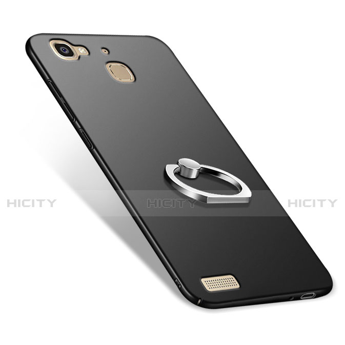 Handyhülle Hülle Kunststoff Schutzhülle Matt mit Fingerring Ständer A03 für Huawei Enjoy 5S Schwarz