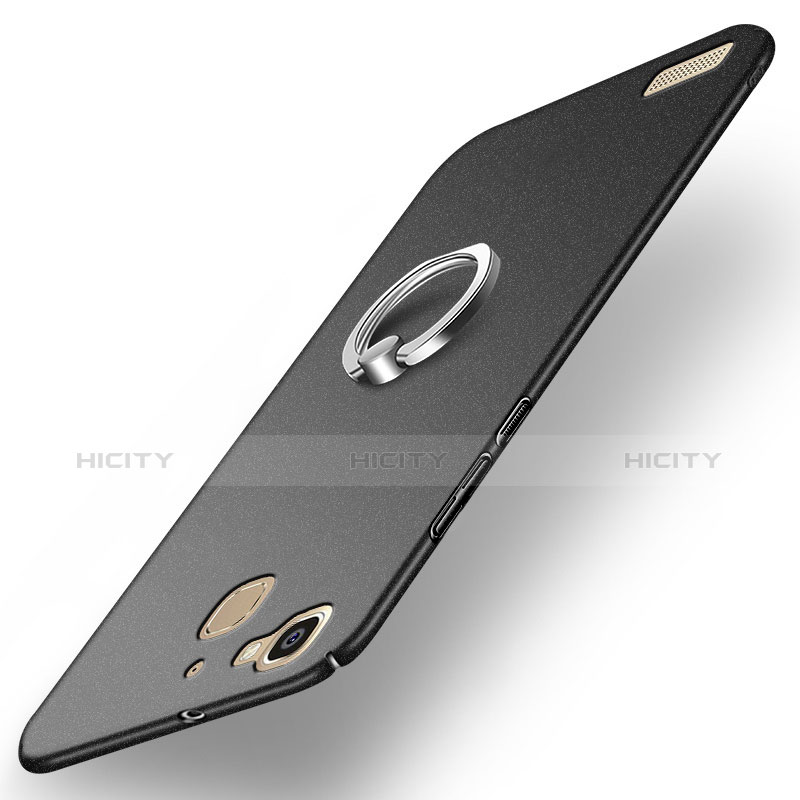 Handyhülle Hülle Kunststoff Schutzhülle Matt mit Fingerring Ständer A03 für Huawei Enjoy 5S Schwarz