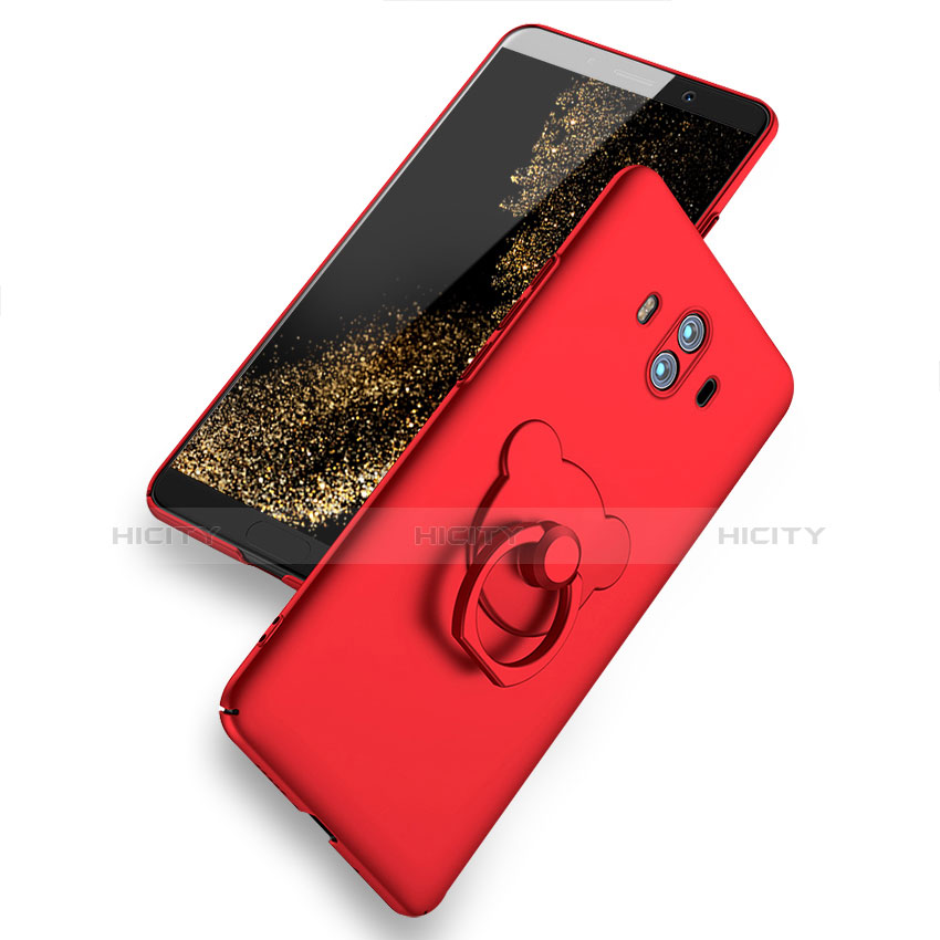 Handyhülle Hülle Kunststoff Schutzhülle Matt mit Fingerring Ständer A03 für Huawei Mate 10 Rot groß
