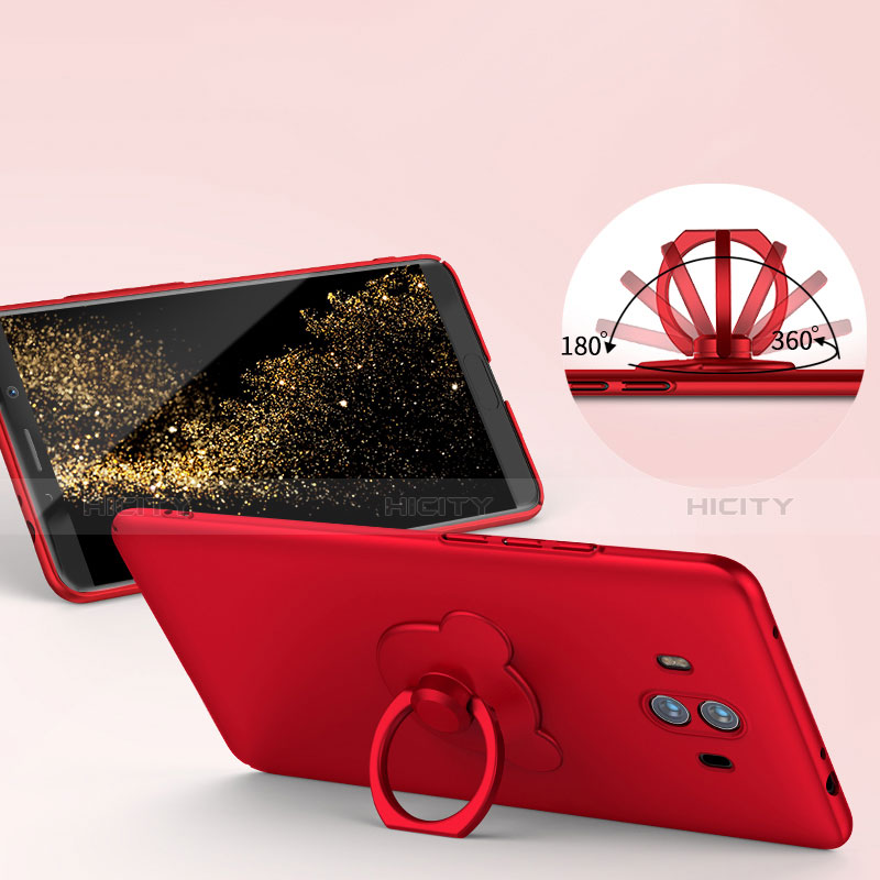 Handyhülle Hülle Kunststoff Schutzhülle Matt mit Fingerring Ständer A03 für Huawei Mate 10 Rot groß