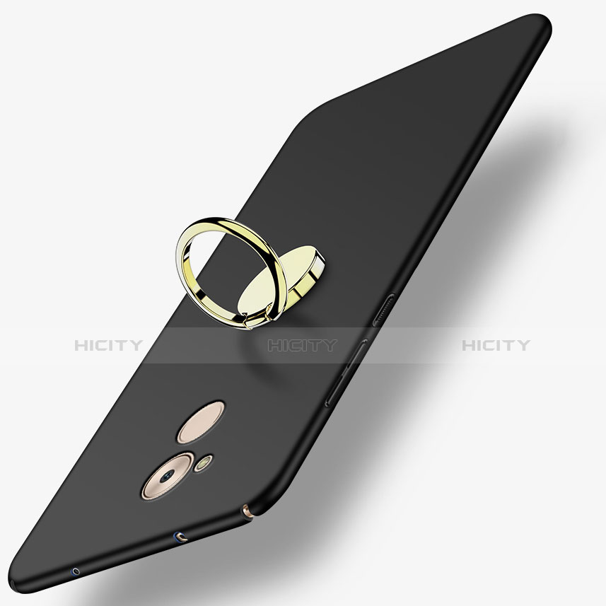 Handyhülle Hülle Kunststoff Schutzhülle Matt mit Fingerring Ständer A03 für Huawei Nova Smart Schwarz
