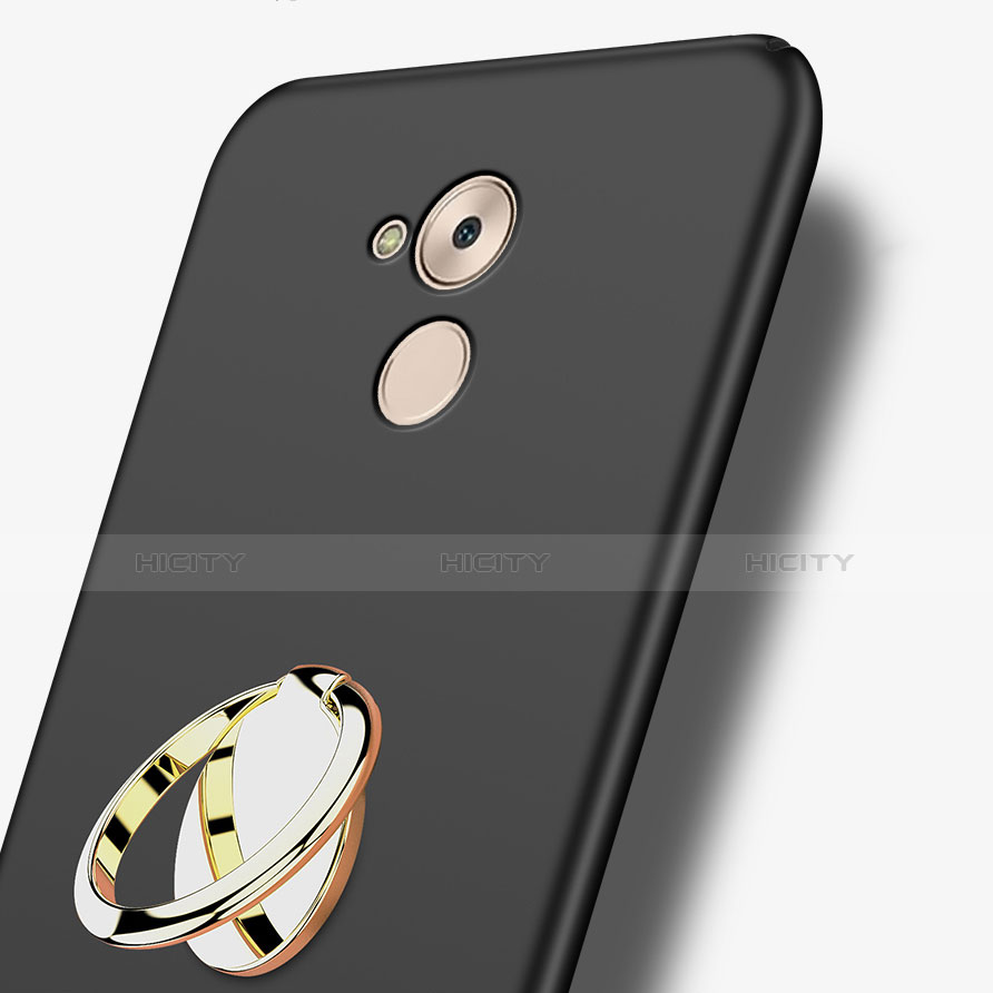 Handyhülle Hülle Kunststoff Schutzhülle Matt mit Fingerring Ständer A03 für Huawei Nova Smart Schwarz