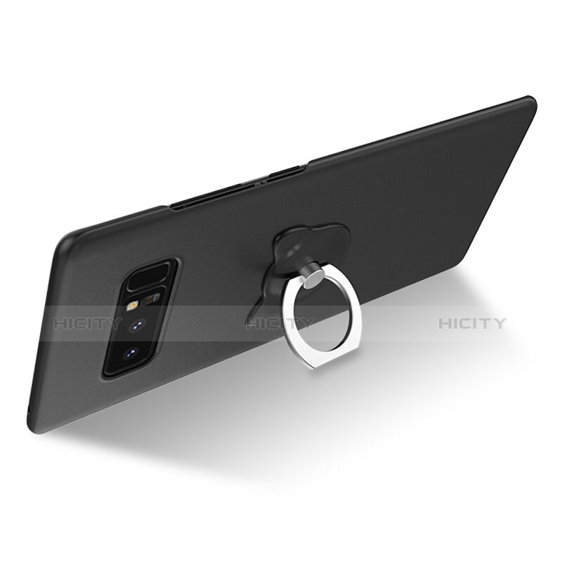 Handyhülle Hülle Kunststoff Schutzhülle Matt mit Fingerring Ständer A03 für Samsung Galaxy Note 8 Duos N950F Schwarz