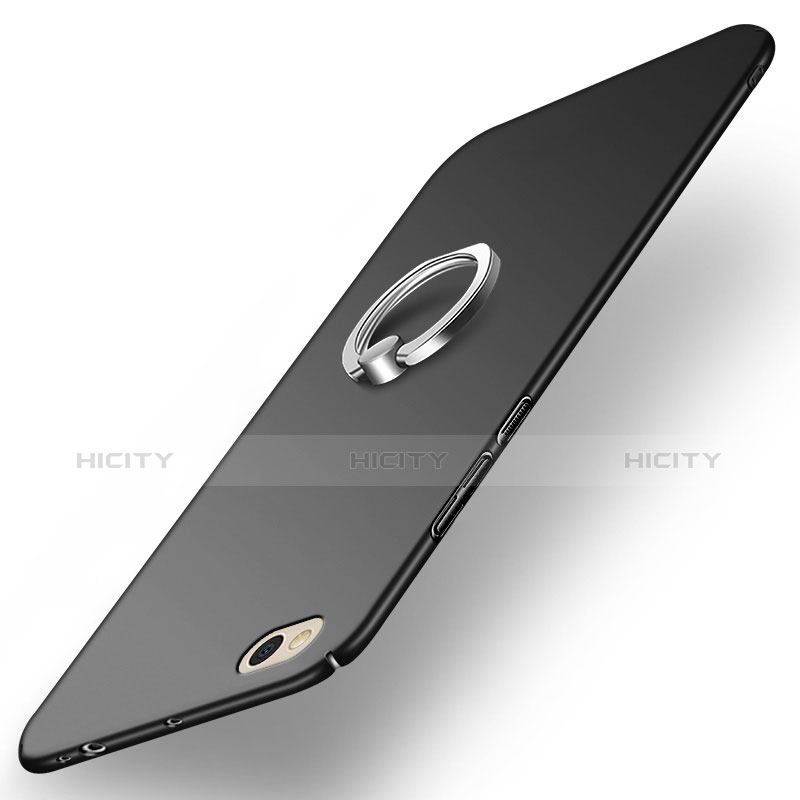 Handyhülle Hülle Kunststoff Schutzhülle Matt mit Fingerring Ständer A03 für Xiaomi Mi 5C Schwarz groß