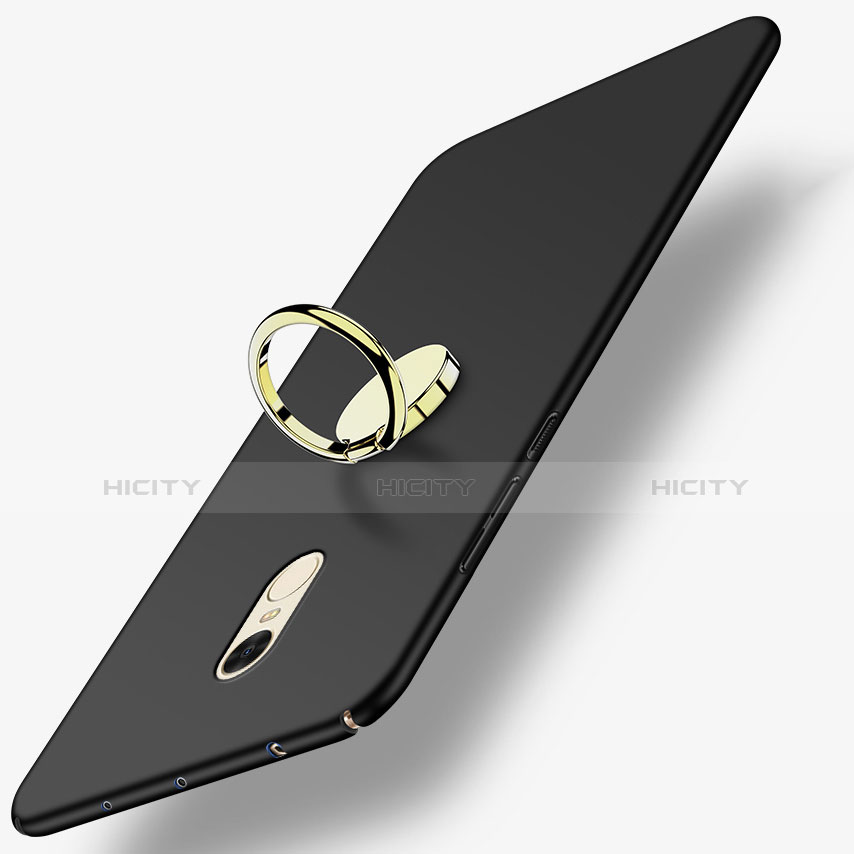Handyhülle Hülle Kunststoff Schutzhülle Matt mit Fingerring Ständer A03 für Xiaomi Redmi Note 4 Schwarz Plus