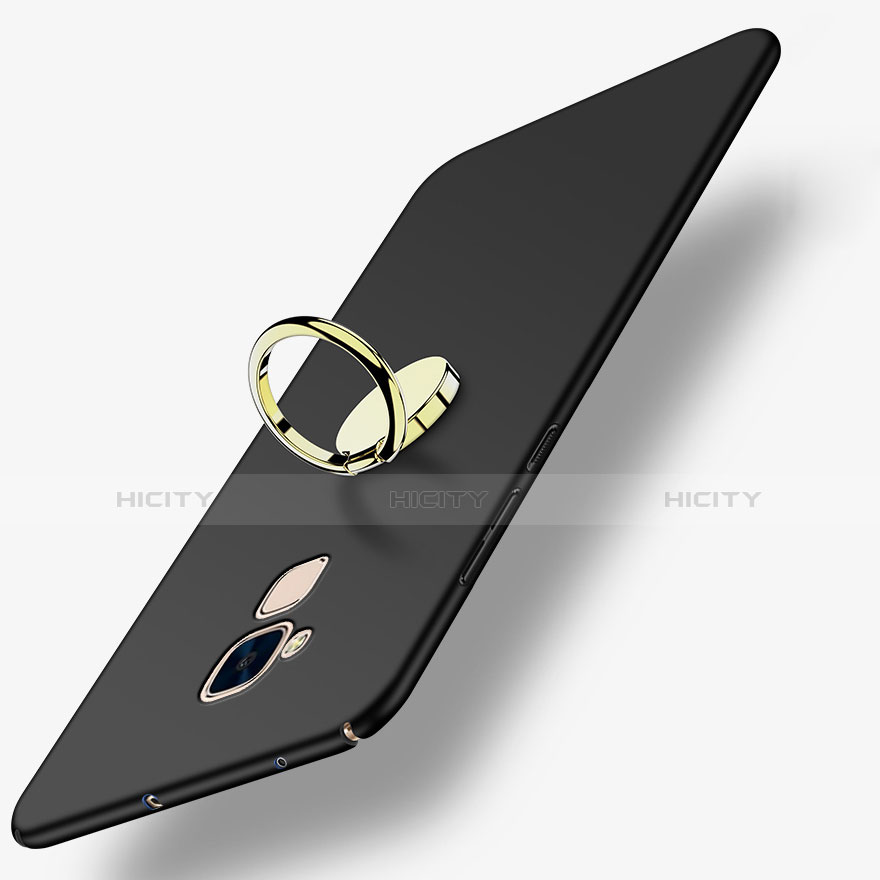 Handyhülle Hülle Kunststoff Schutzhülle Matt mit Fingerring Ständer A04 für Huawei GR5 Mini Schwarz Plus