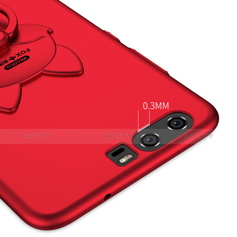 Handyhülle Hülle Kunststoff Schutzhülle Matt mit Fingerring Ständer A04 für Huawei P10 Rot