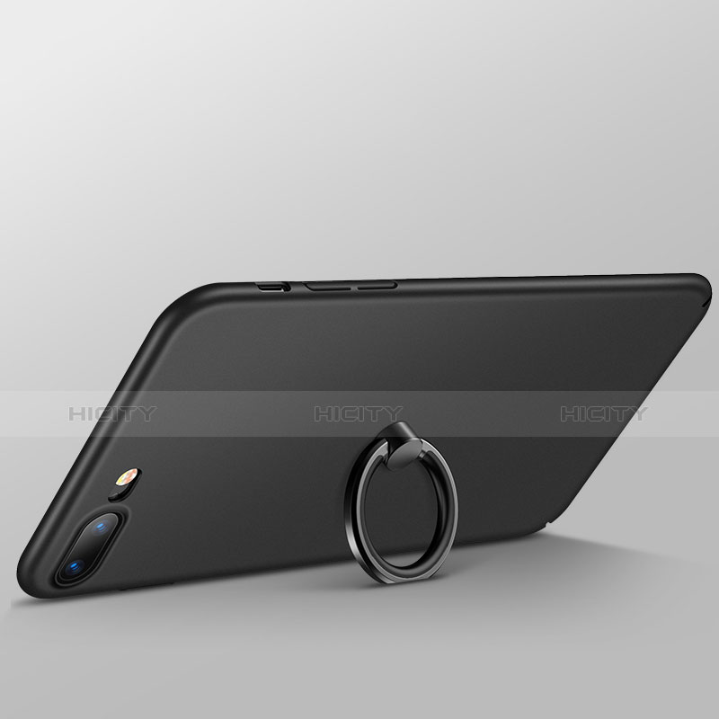 Handyhülle Hülle Kunststoff Schutzhülle Matt mit Fingerring Ständer A05 für Apple iPhone 8 Plus Schwarz