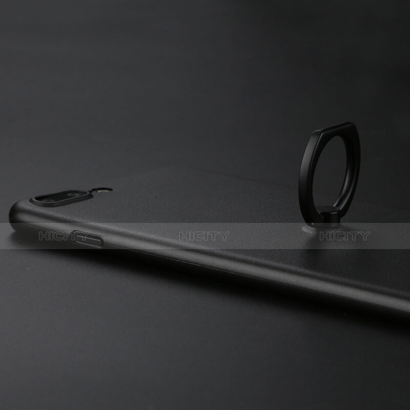 Handyhülle Hülle Kunststoff Schutzhülle Matt mit Fingerring Ständer F01 für Apple iPhone 8 Schwarz