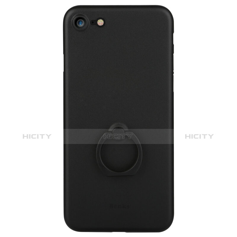Handyhülle Hülle Kunststoff Schutzhülle Matt mit Fingerring Ständer F01 für Apple iPhone 8 Schwarz