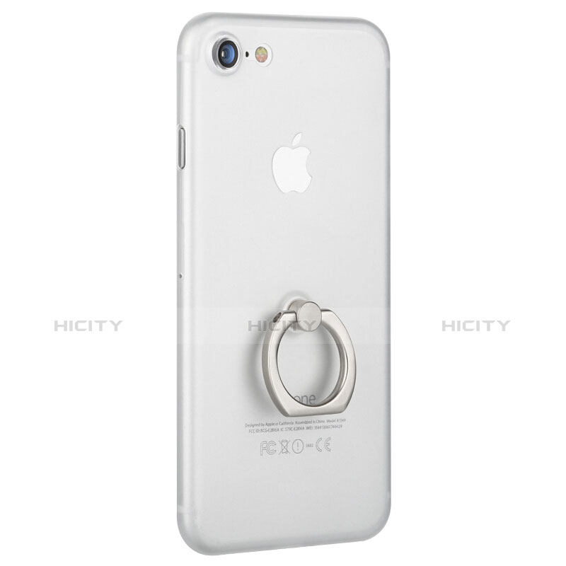 Handyhülle Hülle Kunststoff Schutzhülle Matt mit Fingerring Ständer F01 für Apple iPhone 8 Weiß groß
