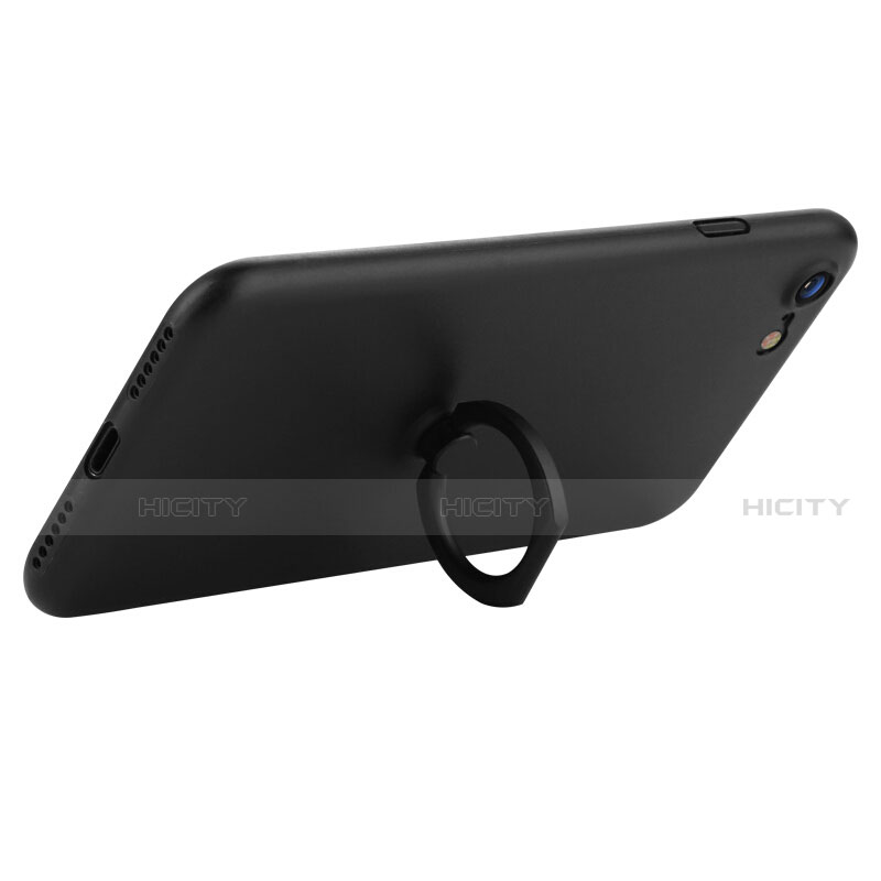 Handyhülle Hülle Kunststoff Schutzhülle Matt mit Fingerring Ständer F01 für Apple iPhone SE (2020) Schwarz